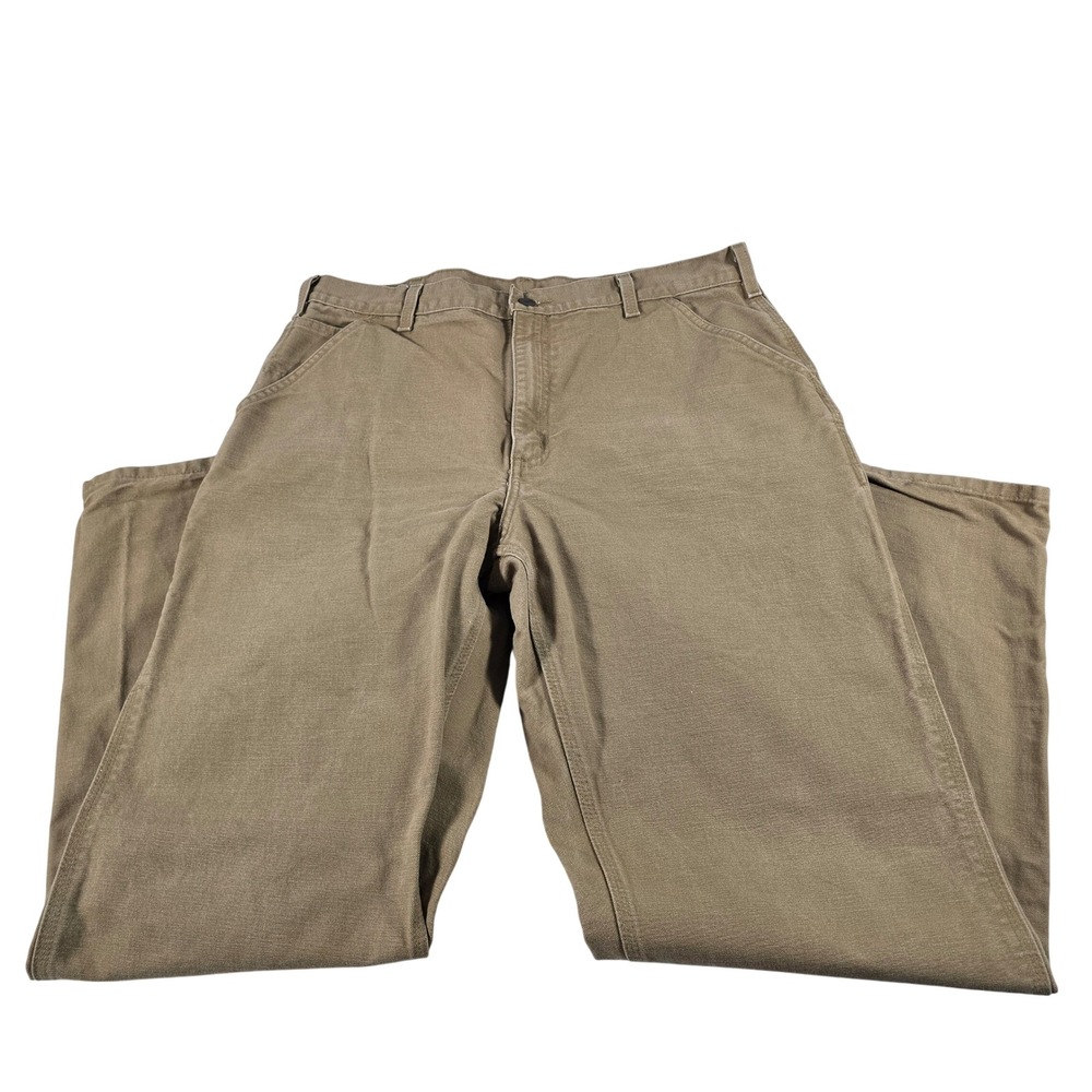 Carhartt B11 CML Washed Duck Work Dungaree Pants Tan 38x34 Mens Utility Cargo